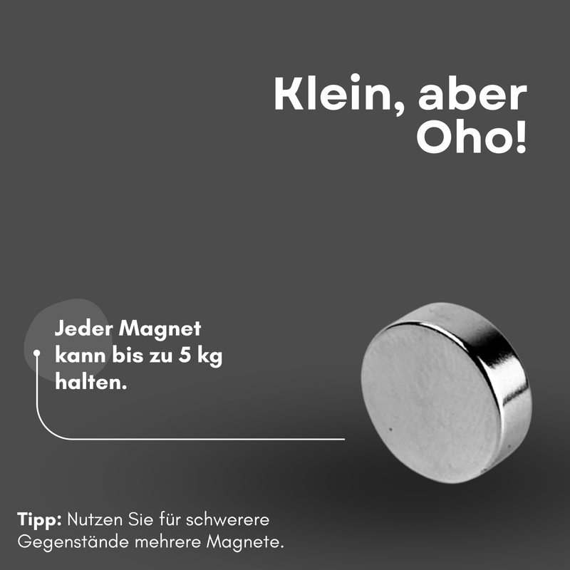 Magnete al neodimio Ø 15mm x 5mm - Magnete a disco potente - Super magnete N40 - Elevata forza di tenuta fino a 5kg