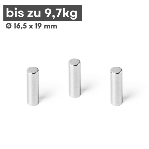 Neodym Magnet Ø16,5x19 mm Scheibenmagnet N35 9,7 kg Haftkraft