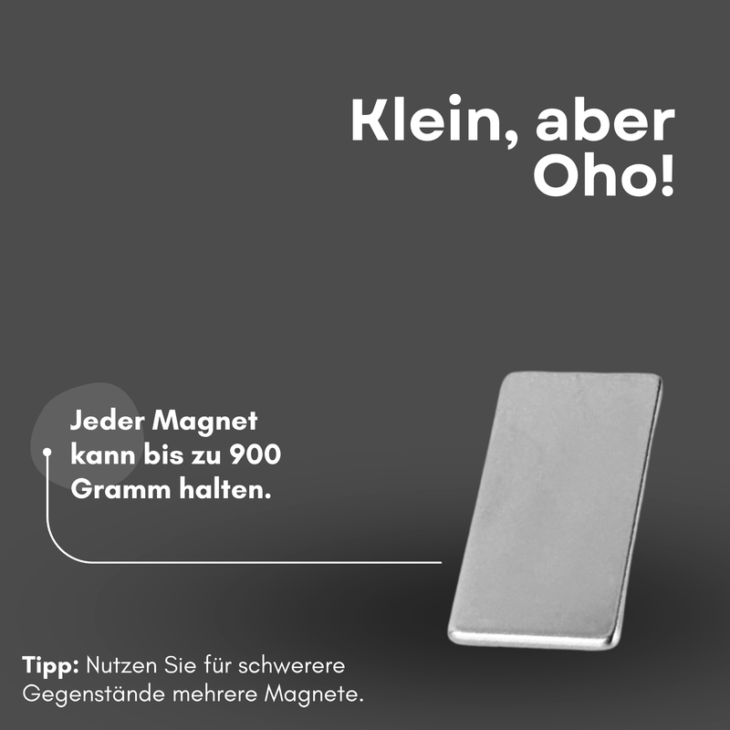 Neodym Magnet 20mm x 10mm x 1mm - N38 Supermagnet - Quadermagnete - Hohe Haftkraft bis 900g