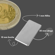 Präziser Neodym Supermagnet 20x10x1 mm, perfekt für Bastelprojekte und Konstruktionen