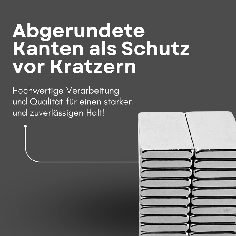 Neodym Magnet 20mm x 10mm x 2mm - N38 Supermagnet - Quadermagnete - Hohe Haftkraft bis 2kg
