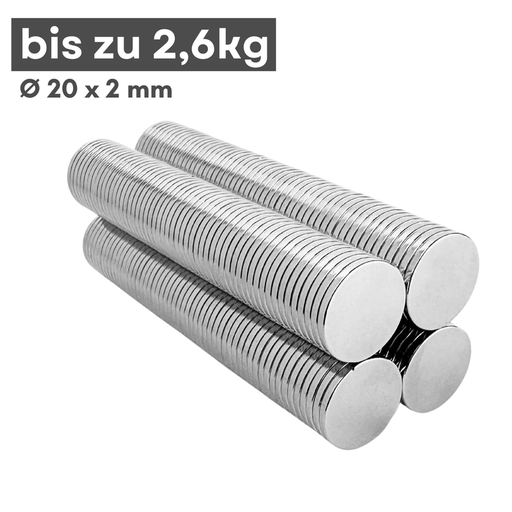 Neodym-Scheibenmagnet 20x2 mm N38 – kompakt und stark