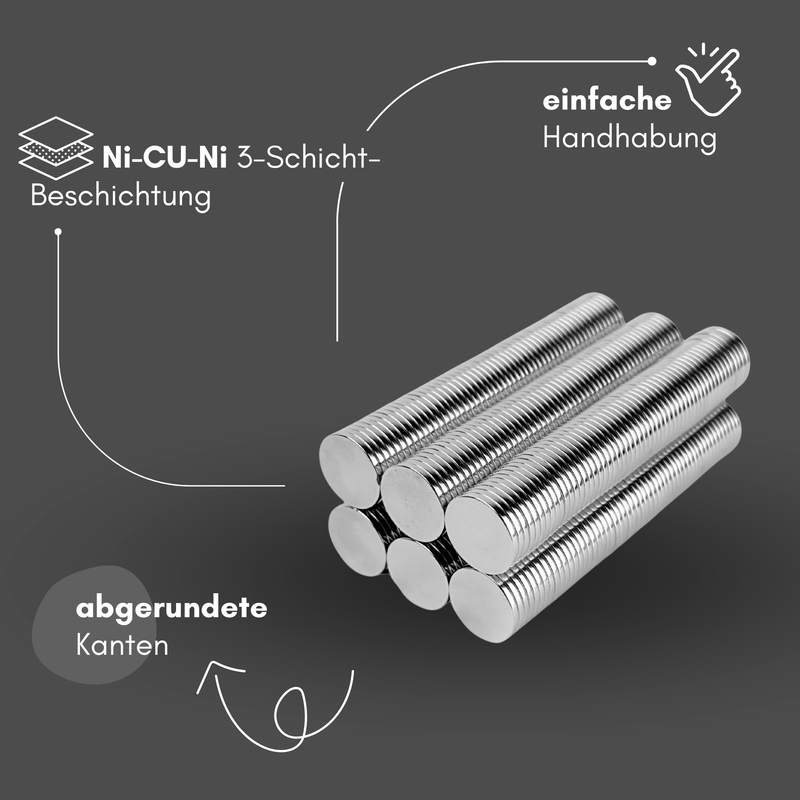 Neodym Magnet Ø 20mm x 2mm - Starker Scheibenmagnet - N38 Supermagnet - Hohe Haftkraft bis 2,6kg