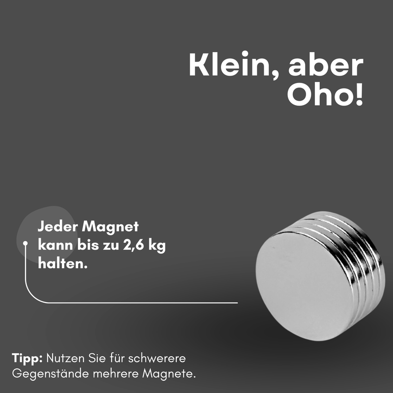 Neodym Magnet Ø 20mm x 2mm - Starker Scheibenmagnet - N38 Supermagnet - Hohe Haftkraft bis 2,6kg