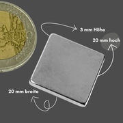 Präziser Neodym Supermagnet 20x20x3 mm, perfekt für Bastelprojekte und Konstruktionen