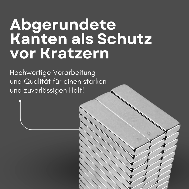 Neodym Magnet 20mm x 5mm x 2mm - N38 Supermagnet - Quadermagnete - Hohe Haftkraft bis 1,3kg