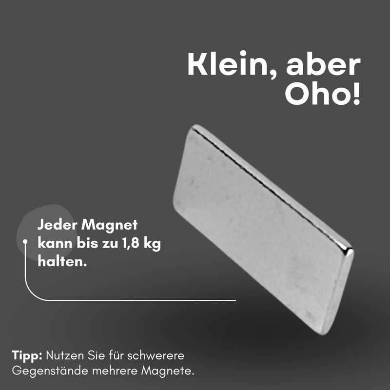 Neodym Magnet 25mm x 10mm x 1,5mm - N38 Supermagnet - Quadermagnete - Hohe Haftkraft bis 1,8kg