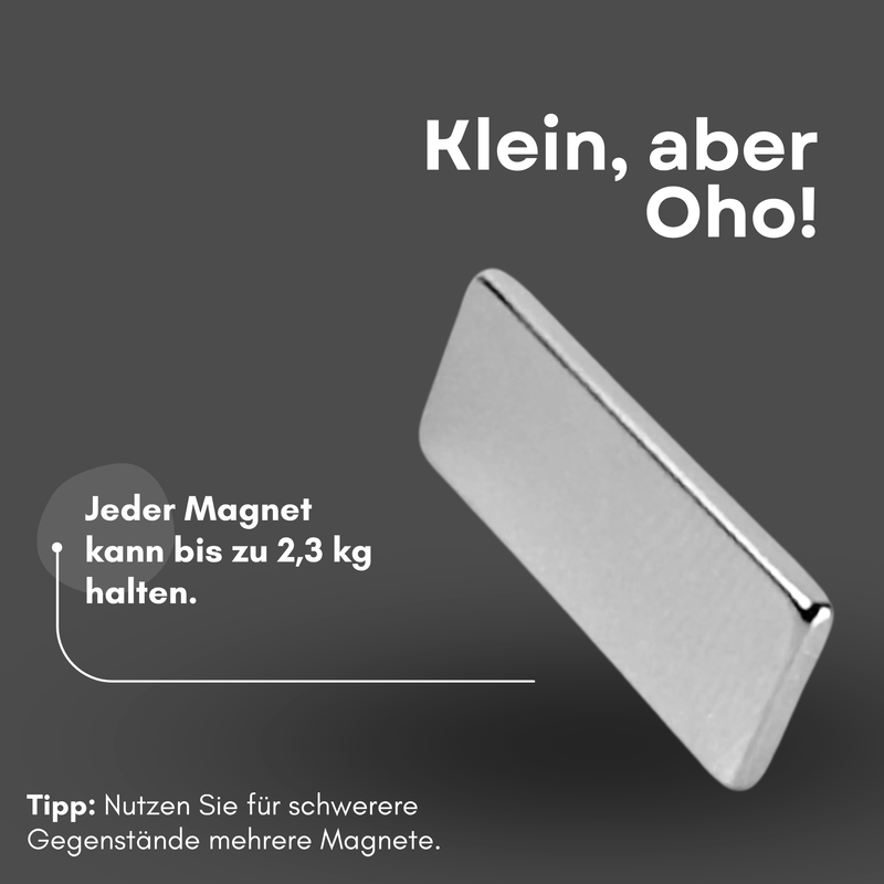 Neodym Magnet 25mm x 10mm x 2mm - N38 Supermagnet - Quadermagnete - Hohe Haftkraft bis 2,3kg