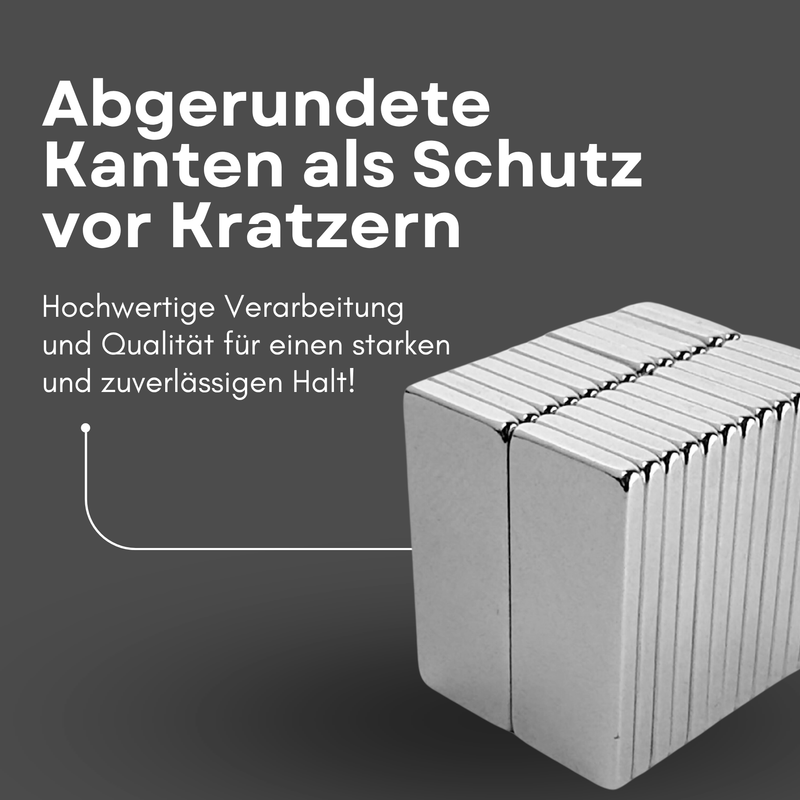 Neodym Magnet 25mm x 10mm x 2mm - N38 Supermagnet - Quadermagnete - Hohe Haftkraft bis 2,3kg