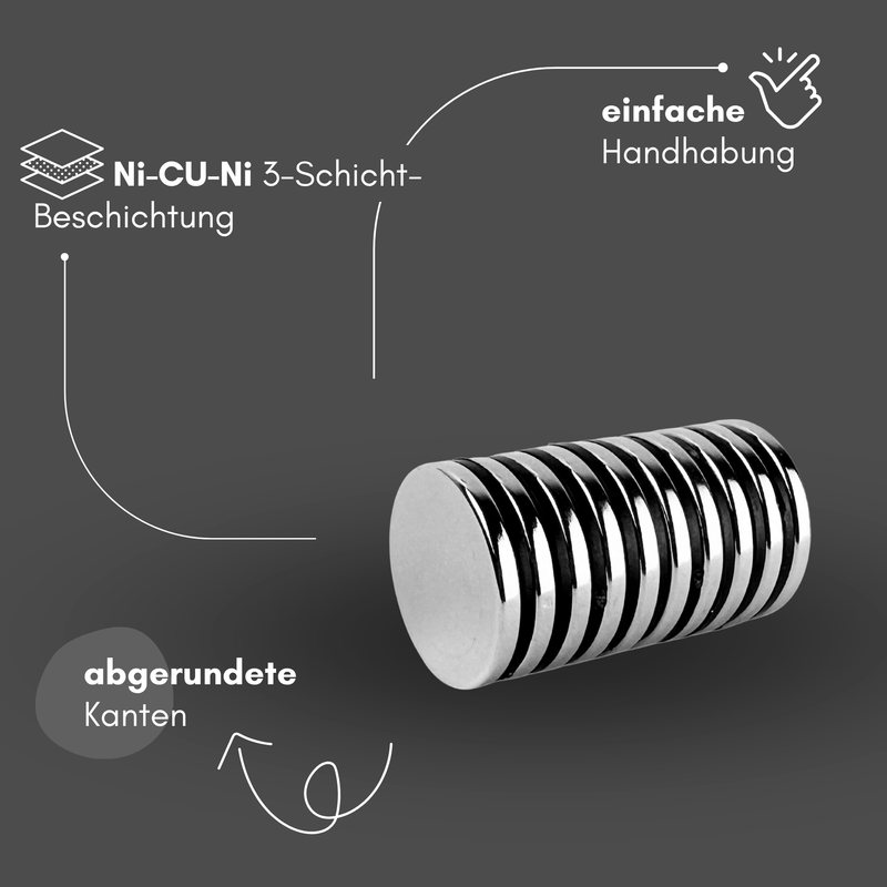 Neodym Magnet Ø 25mm x 3mm - Starker Scheibenmagnet - N38 Supermagnet - Hohe Haftkraft bis 4,8kg