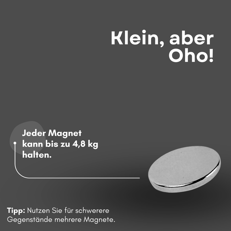 Neodym Magnet Ø 25mm x 3mm - Starker Scheibenmagnet - N38 Supermagnet - Hohe Haftkraft bis 4,8kg