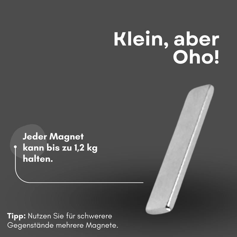 Neodym Magnet 25mm x 5mm x 1,5mm - N38 Supermagnet - Quadermagnete - Hohe Haftkraft bis 1,2kg