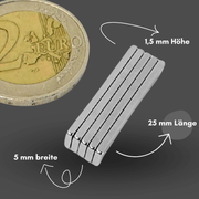 Präziser Neodym Supermagnet 25x5x1,5 mm, perfekt für Bastelprojekte und Konstruktionen