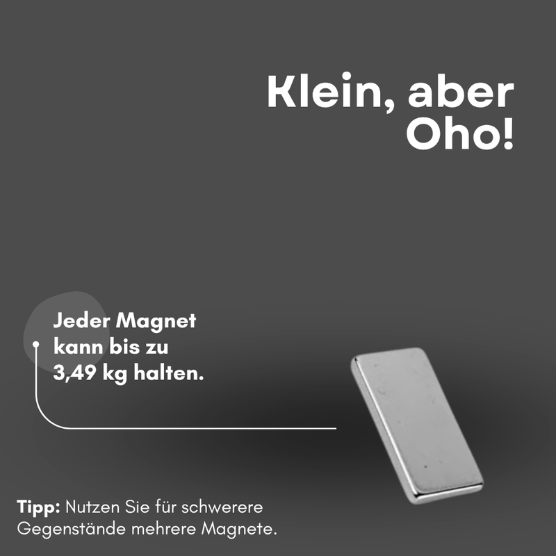 Neodym Magnet 25mm x 8mm x 2mm - N42 Supermagnet - Quadermagnete - Hohe Haftkraft bis 3,49kg
