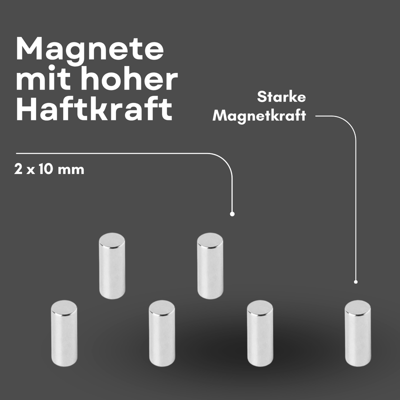 Neodymium magnet 2x10 mm – Super magnet with high holding force | N42 disc magnet – Strong mini magnet for model making, workshops &amp; household