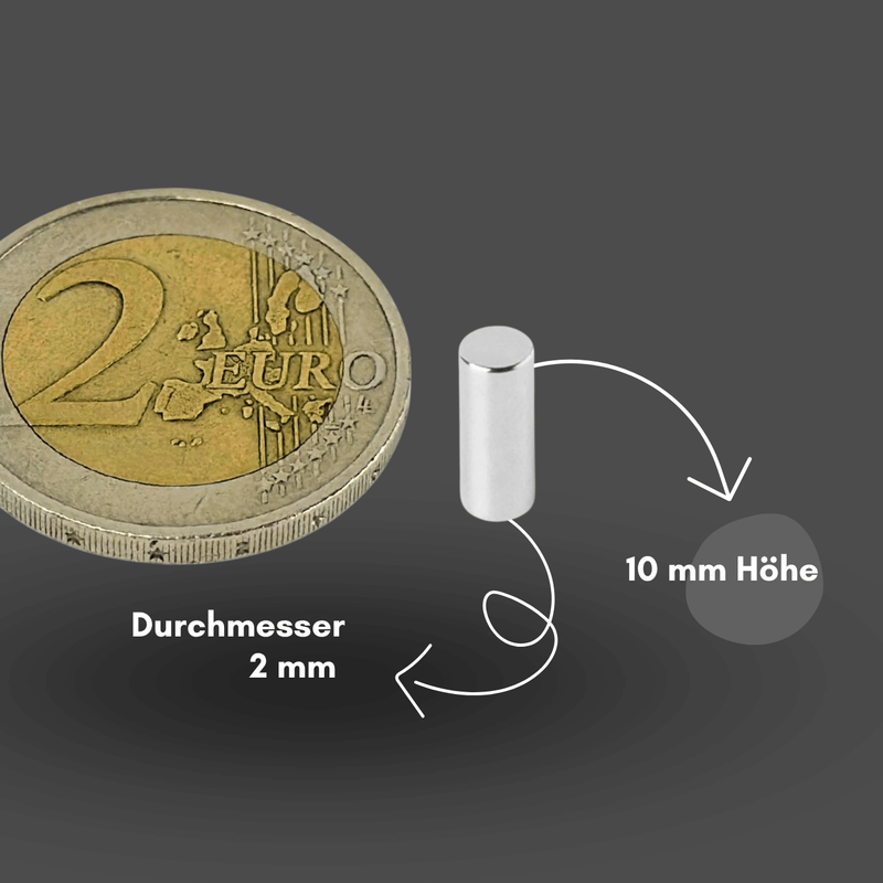 Kleiner Supermagnet 2x10 mm – ideal für Modellbau und Elektronik