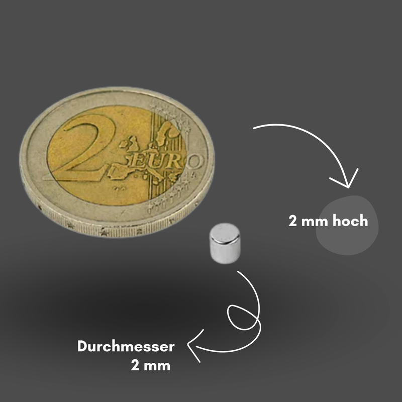 Neodymium magnet 2x2mm – super magnet with high holding force | N42 disc magnet