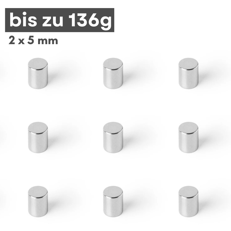Neodymium magnet Ø 2x5 mm – Strong disc magnet N42 – Super magnet with high holding force for model making, DIY &amp; industry