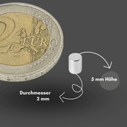 Kleiner Supermagnet 2x5 mm – ideal für Modellbau und Elektronik