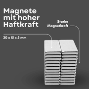 Neodym-Quadermagnet 30x15x5 mm N42 mit hoher Haftkraft, ideal für industrielle und handwerkliche Anwendungen