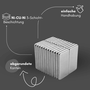 Neodym Magnetblock 30x15x5 mm, ca. 9 kg Haftkraft, max. 80 °C, silberfarben