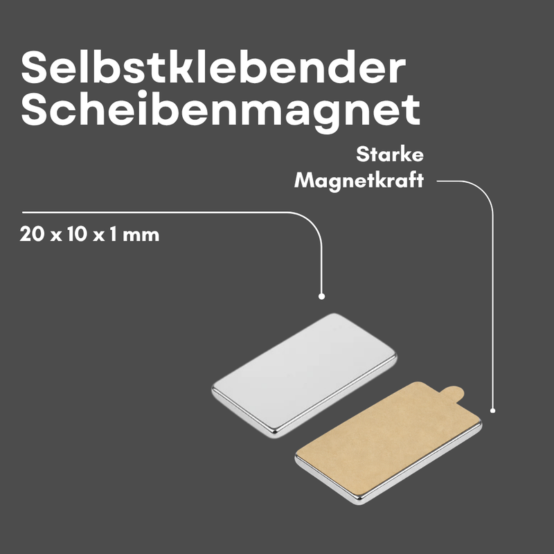 3M Klebemagnet 20 x 10 x 1 mm N42, Abmessungen und Maße