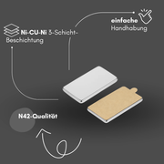 Neodym Quadermagnet 20 x 10 x 1 mm selbstklebend für Schubladenverschlüsse und DIY-Projekte