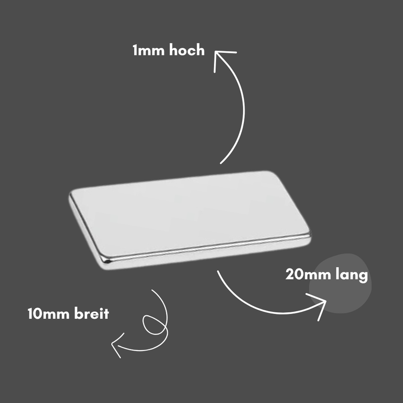 3M Selbstklebender Neodym-Magnet 20x10x1 mm – Superstarker Quadermagnet N42