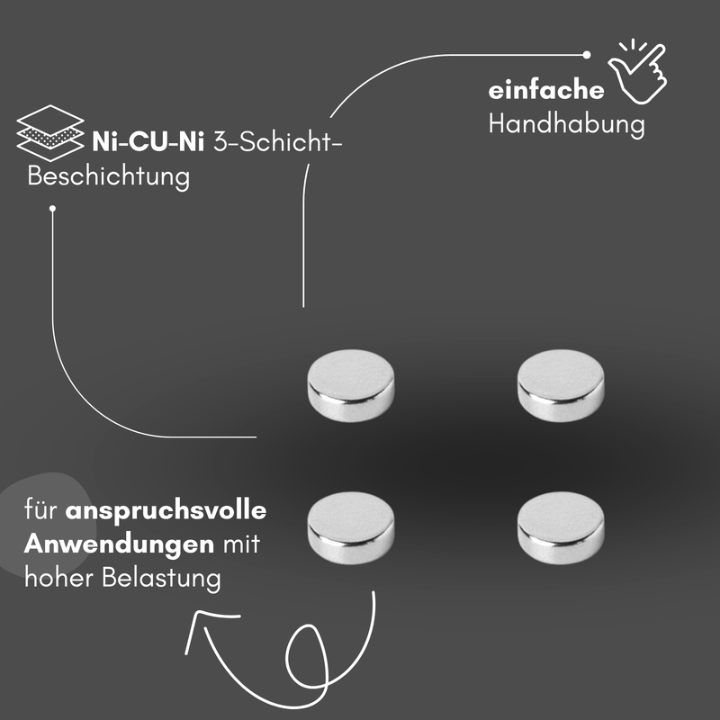 Neodym Magnet Ø 3mm x 1mm - Starker Scheibenmagnet - N42 Supermagnet - Hohe Haftkraft bis 109g