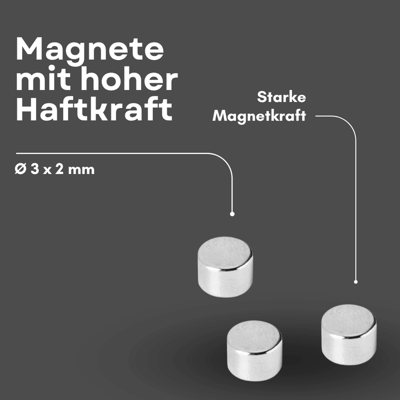 Mini-Supermagnet 3x2 mm – kompakt, N42, Ni-Cu-Ni beschichtet