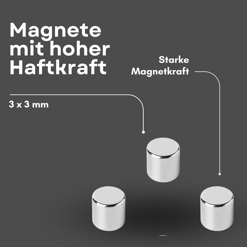 Neodym Magnet Ø 3mm x 3mm - Starker Scheibenmagnet - N42 Supermagnet - Hohe Haftkraft bis 272g