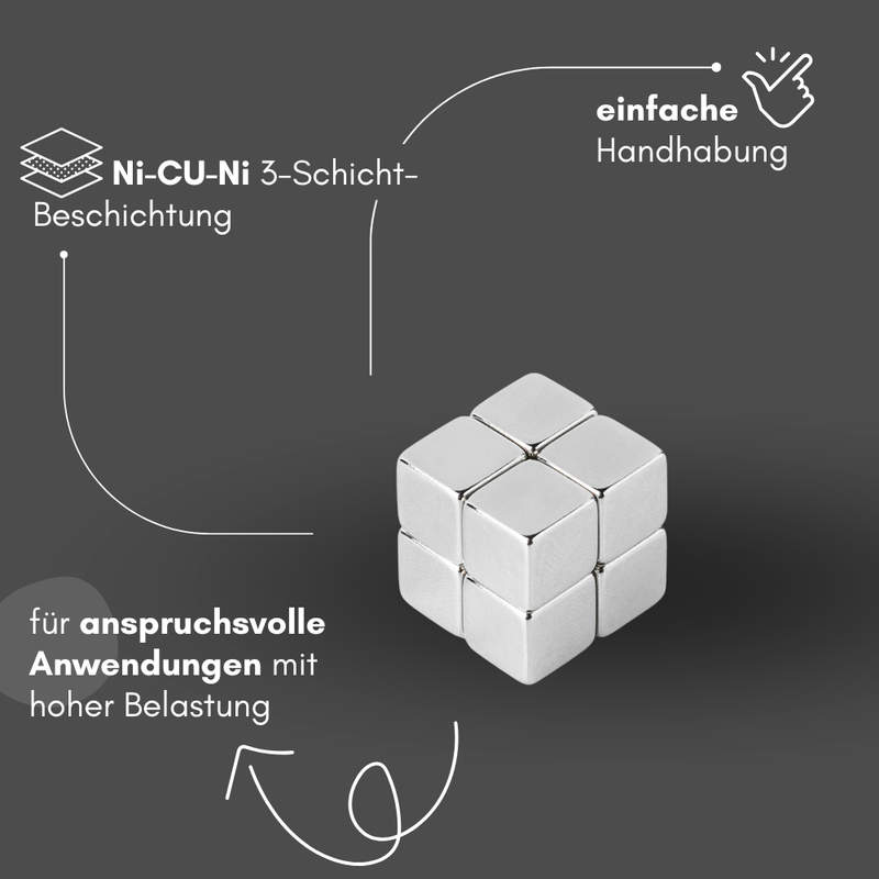 Neodym Magnet 3x3x3 mm Supermagnete hohe Haftkraft Würfelmagnete