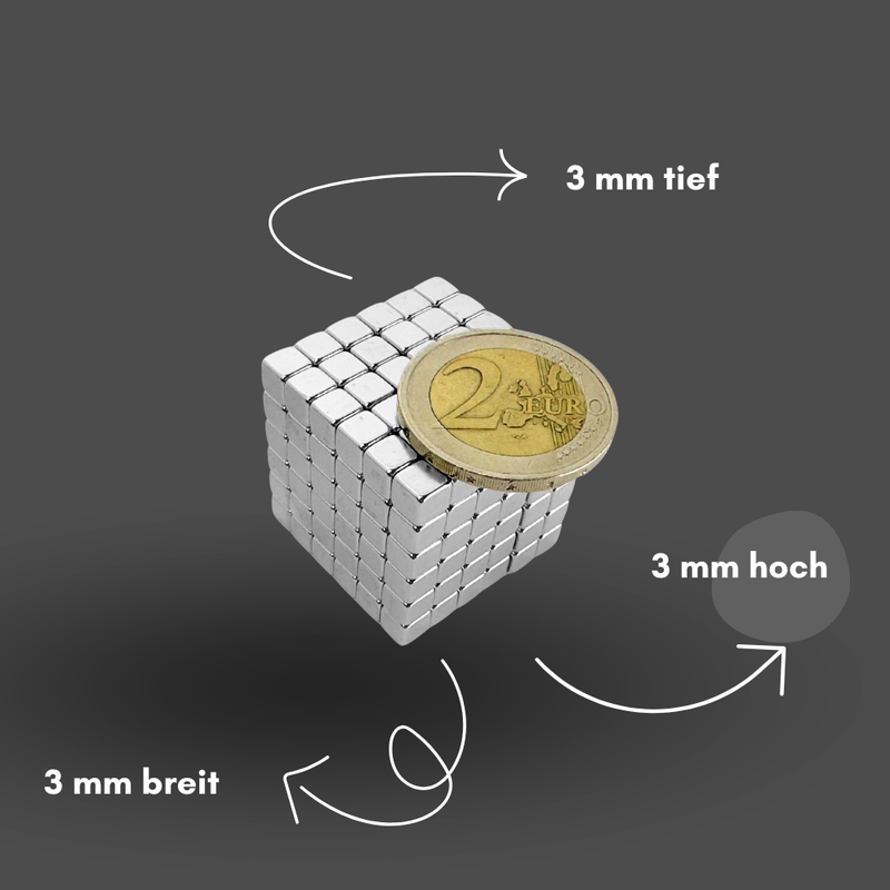 Neodym Magnet 3x3x3 mm Supermagnete hohe Haftkraft Würfelmagnete