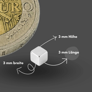 Axial magnetisierter Würfelmagnet 3x3x3 mm N42 – zuverlässige Leistung