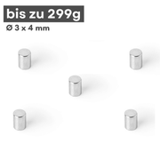 Neodym Scheibenmagnet 3x4 mm – N42, silberfarben, 299 g Haftkraft