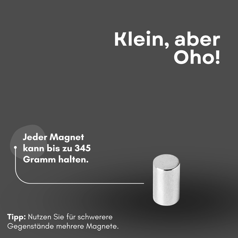 Neodym Magnet Ø 3mm x 6mm - Starker Scheibenmagnet - N42 Supermagnet - Hohe Haftkraft bis 345g