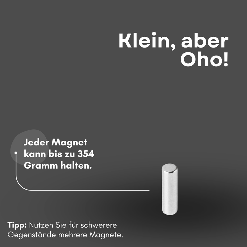 Neodym Magnet Ø 3mm x 8mm - Starker Scheibenmagnet - N42 Supermagnet - Hohe Haftkraft bis 354g