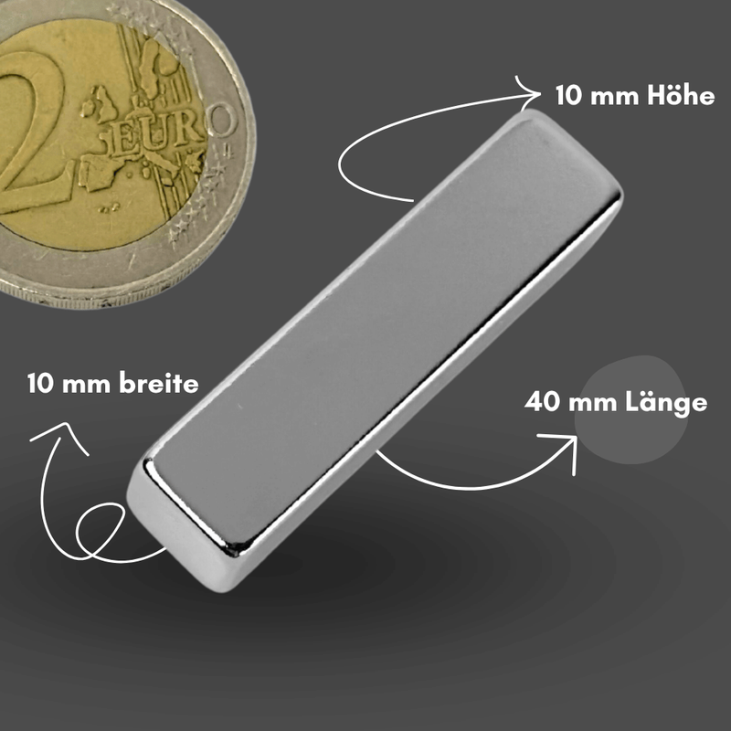 Präziser Neodym Supermagnet 40x20x5 mm, perfekt für Bastelprojekte und Konstruktionen