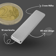 Präziser Neodym Supermagnet 40x10x3 mm, perfekt für Bastelprojekte und Konstruktionen
