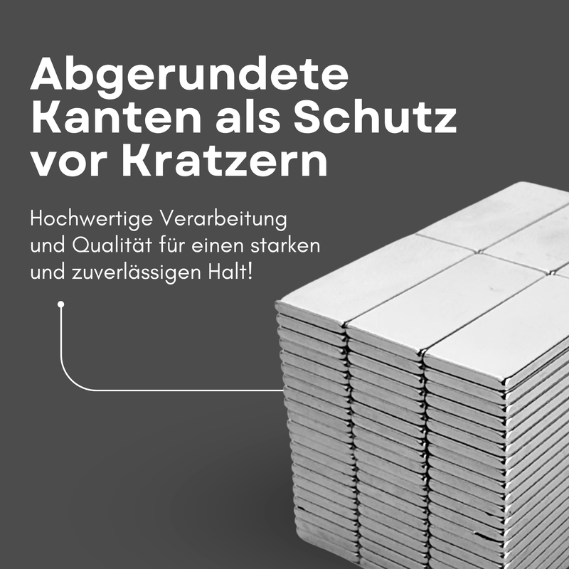 Neodym Magnet 40mm x 10mm x 3mm - N38 Supermagnet - Quadermagnete - Hohe Haftkraft bis 4,4kg