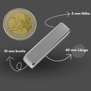 Präziser Neodym Supermagnet 40x10x5 mm, perfekt für Bastelprojekte und Konstruktionen