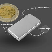 Präziser Neodym Supermagnet 40x18x10 mm, perfekt für Bastelprojekte und Konstruktionen
