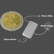 Industrie Neodym Magnet 40x20x10 mm N42 Quader Magnetblock