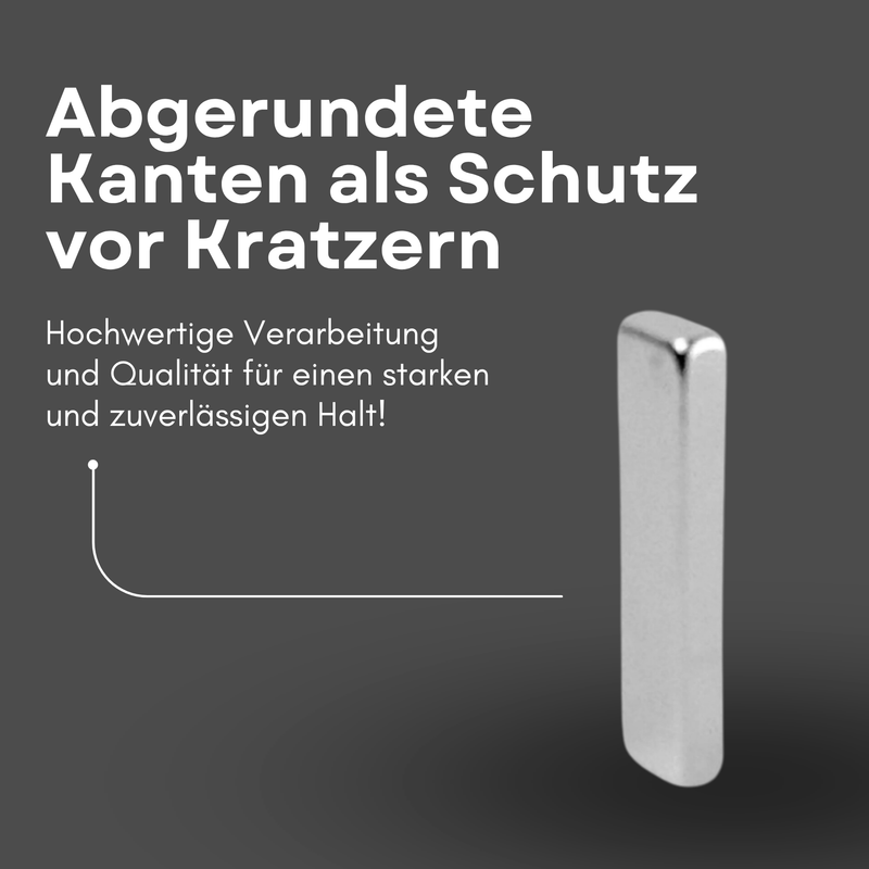 Neodym Magnet 40mm x 8mm x 5mm - N38 Supermagnet - Quadermagnete - Hohe Haftkraft bis 7kg