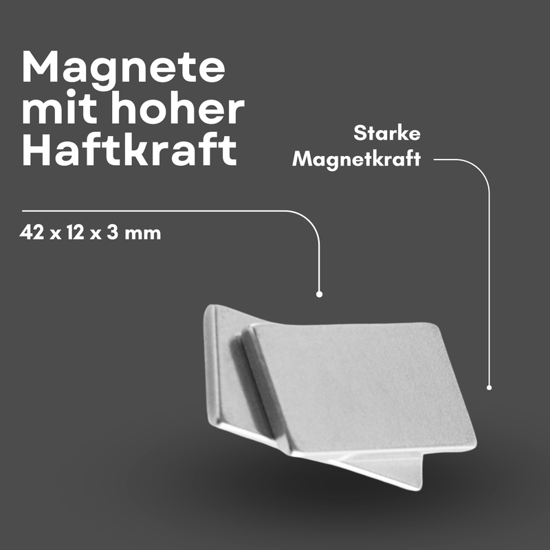 Neodym Magnet 42mm x 12mm x 3mm - N38 Supermagnet - Quadermagnete - Hohe Haftkraft bis 9kg