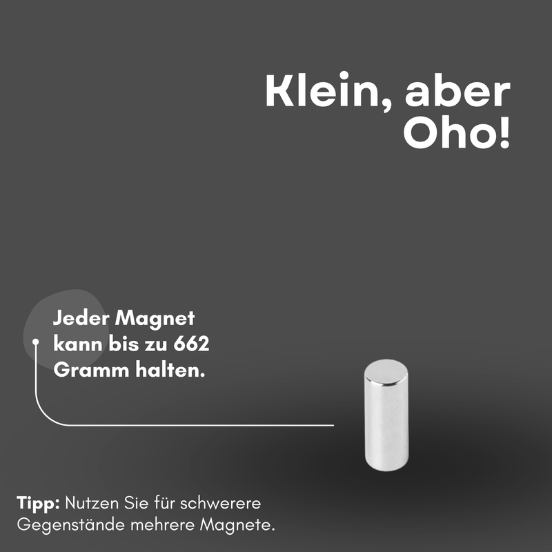 Neodym Magnet Ø 4mm x 10mm - Starker Scheibenmagnet - N42 Supermagnet - Hohe Haftkraft bis 662g
