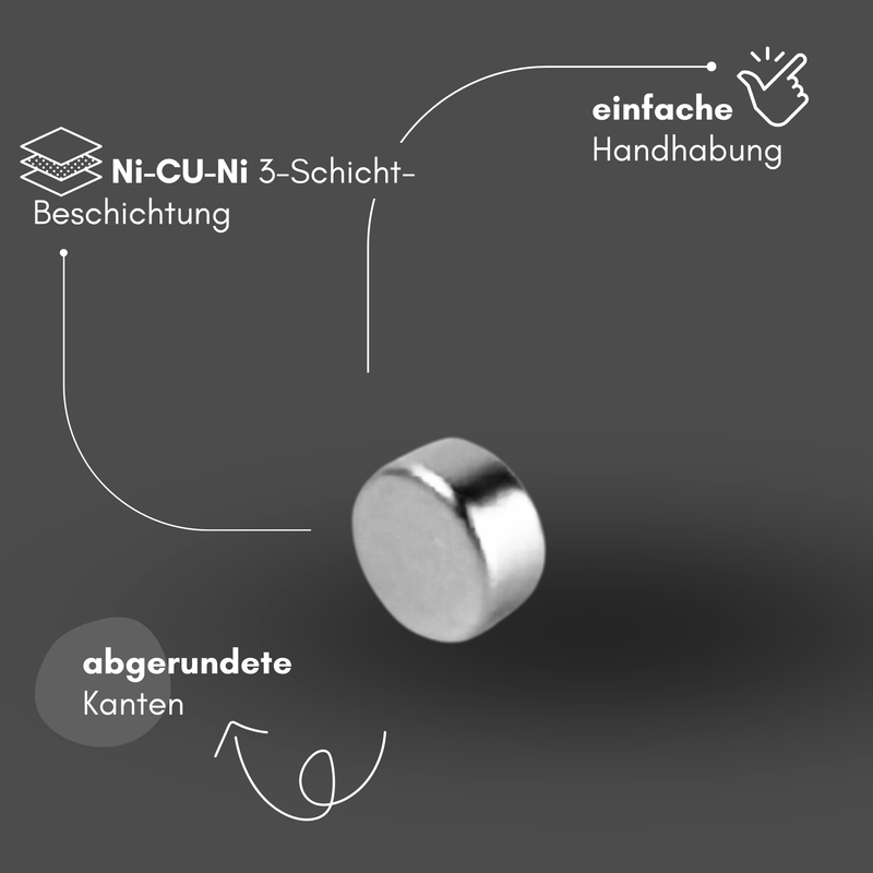 Neodym Magnet Ø 4mm x 2mm - Starker Scheibenmagnet - N42 Supermagnet - Hohe Haftkraft bis 350g