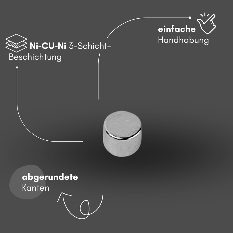 Neodym Magnet Ø 4mm x 3mm - Starker Scheibenmagnet - N38 Supermagnet - Hohe Haftkraft bis 400g