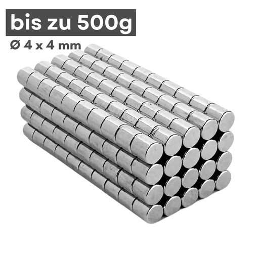 Neodym Scheibenmagnet 4x4 mm N38 – silberfarben, kompakt & stark