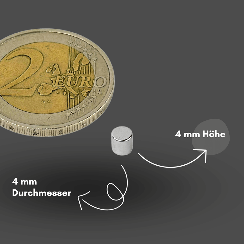 Axial magnetisierter Scheibenmagnet 4x4 mm N38 – langlebige Leistung